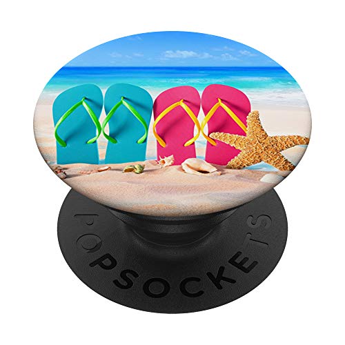 Starfish Flip Flops Sand Beach Vacation Summer Camping Gift PopSockets PopGrip: Swappable Grip for Phones & Tablets