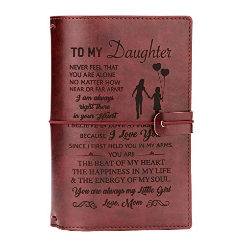 FAYERXL Daughter Journal Leather From Mom-lined journal notebook inspirational,Personalized Journals Gift Ideas for Daughter,Back to School Gift for Students