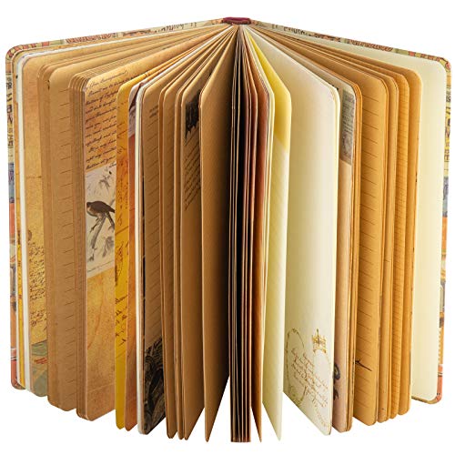 SallyFashion Vintage European Diary Kraft paper Color Illustrations Notebook for Women,Travel brochures,Hand book,Hardcover Writing Notepad Girl Gift