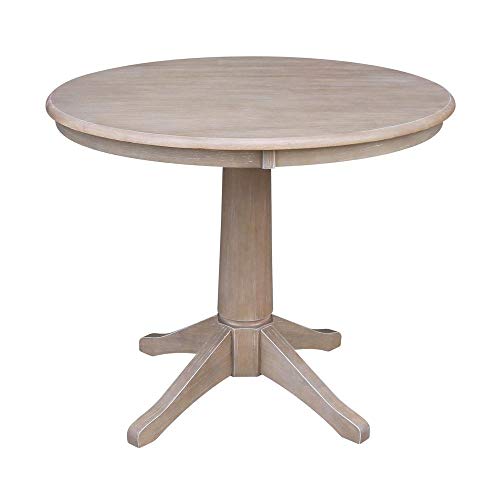 International Concepts 36″ Round Top Pedestal Table-28.9″ H, Washed Gray Taupe