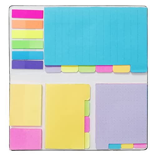 Colored Sticky Note Set,WELZA Deluxe Divider Self-Stick Notes Pads Bundle, Prioritize with Color Coding , 60 Ruled (3.7×6), 48 Dotted (3.7×3), 48 Blank (3×3.7), 48 Per Rectangular, 25 Per PET Color