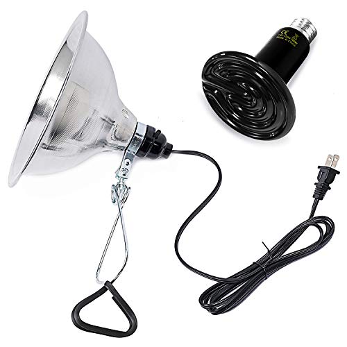 Simple Deluxe PTCLAMCR100M 100W Ceramic Reptile Heat Lamp Bulb & 150W Clamp Light with 8.5″ Aluminum Reflector Combo for Amphibian Pet, Black