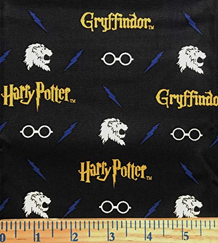 1 Yard – Harry Potter Gryffindor Lion on Black Cotton Fabric – Officially Licensed (Great for Quilting, Sewing, Craft Projects, Throw Pillows & More) 1 Yard X 44″ Wide