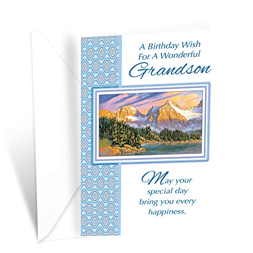 Birthday Card For Grandson | Made in America | Eco-Friendly | Thick Card Stock with Premium Envelope 5in x 7.75in | Packaged in Protective Mailer | Prime Greetings (Picture Frame)