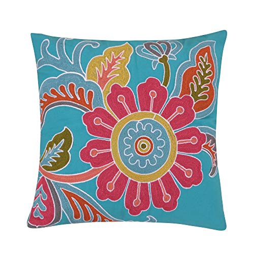 Levtex Home Palisades Floral Multi Pillow, Floral, Invisible Zipper, Teal