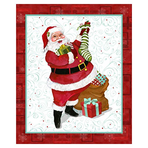 Henry Glass Jolly Ole Soul 36” Santa Panel Red Quilt Fabric