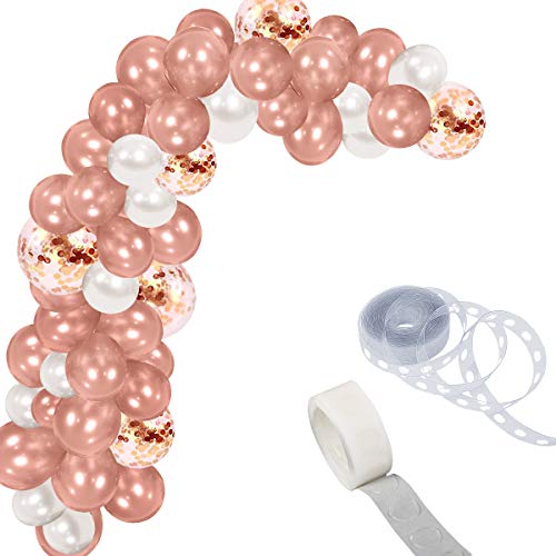 Balloon Arch Garland Kit – 112Pcs – Rose Gold Confetti Balloon Garland for Wedding Birthday Baby Shower Party Decorations(Rose Gold, White)