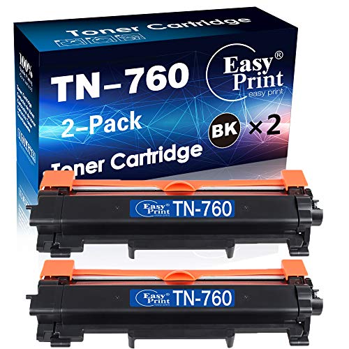 (2-Pack) Compatible TN-760 Toner Cartridge TN760 Used for Brother HL-L2350DW HL-L2395DW MFC-L2710DW MFC-L2750DWXL Printer, by EasyPrint