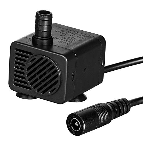 LAPOND 200L/H 12V 4W Submersible Water Pump with Timer, Ultra Quiet For Pond, Aquarium, Fish Tank Fountain,Hydroponic Pump 5.9ft High Lift