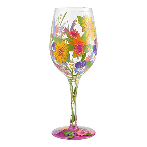 Enesco Designs by Lolita Garden’ Hand-Painted Artisan Wine Glass, 1 Count (Pack of 1), Multicolor