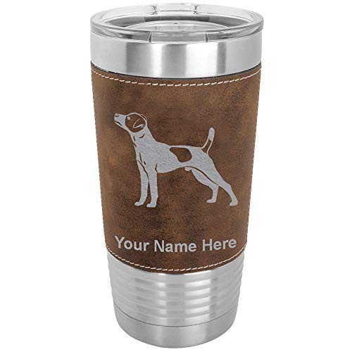 LaserGram 20oz Vacuum Insulated Tumbler Mug, Jack Russell Terrier Dog, Personalized Engraving Included (Faux Leather, Rustic)