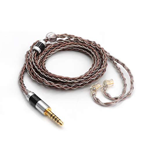 Linsoul TRIPOWIN C8 8-Core Silver Copper Foil Braided Earphone Replacement Upgrade Cable, Tinsel Silver Copper Wire for KZ ZSX, ZSN Pro, ZS10 Pro NF2u, QDC IEMs (4.4mm Plug, QDC Connector)