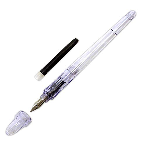 Pilot Fountain Pen Extra Fine Nib, Clear Body with 1 black ink cartridge(New model number)