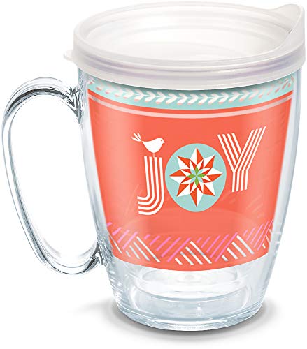 Tervis Made in USA Double Walled Christmas Joy Holiday Insulated Tumbler Cup Keeps Drinks Cold & Hot, 16oz Mug, Classic