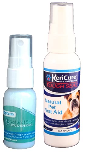 Natural Seal and Tough Seal Spray on Liquid Bandage Products for People and Pets Combo Pack, 2 Pack, One for you and one for your pet, Combine and Save, Sting Free Spray on Bandage, No Harsh Chemicals
