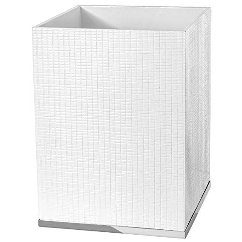 Creative Scents White Trash Can – Small Bathroom Trash Can – Decorative Waste Basket for Bathroom, Bedroom Or Office – Durable Space Friendly Small Trash Can for Elegant Room Decor (Estella Style)