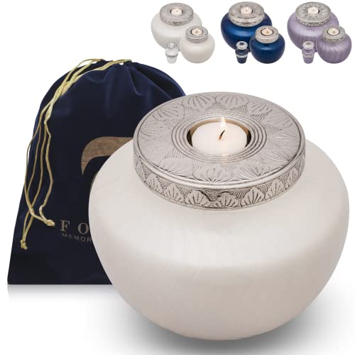FOVERE – Cremation Urns for Human Ashes – Decorative Urns for Ashes Adult Male and Female – Funeral Urn for Ashes Adult Female & Male Up to 220lb – Beautiful Memorial Urn for Loved Ones –White, Large