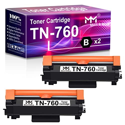 MM Much & More Compatible Toner Cartridge Replacement for Brother TN-760 TN760 TN770 Used for HL-L2350DW L2390DW L2395DW L2370DWXL DCP-L2550DW MFC-L2710DW L2750DWXL Printers (2-Pack, Black)