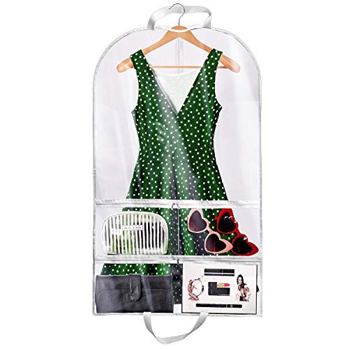 Maitys Clear PVC Hanging Costume Garment Bag Costume Bags Suit Cover with Zipper Pockets for Storage Travel Dance Garment (Stylish Style)