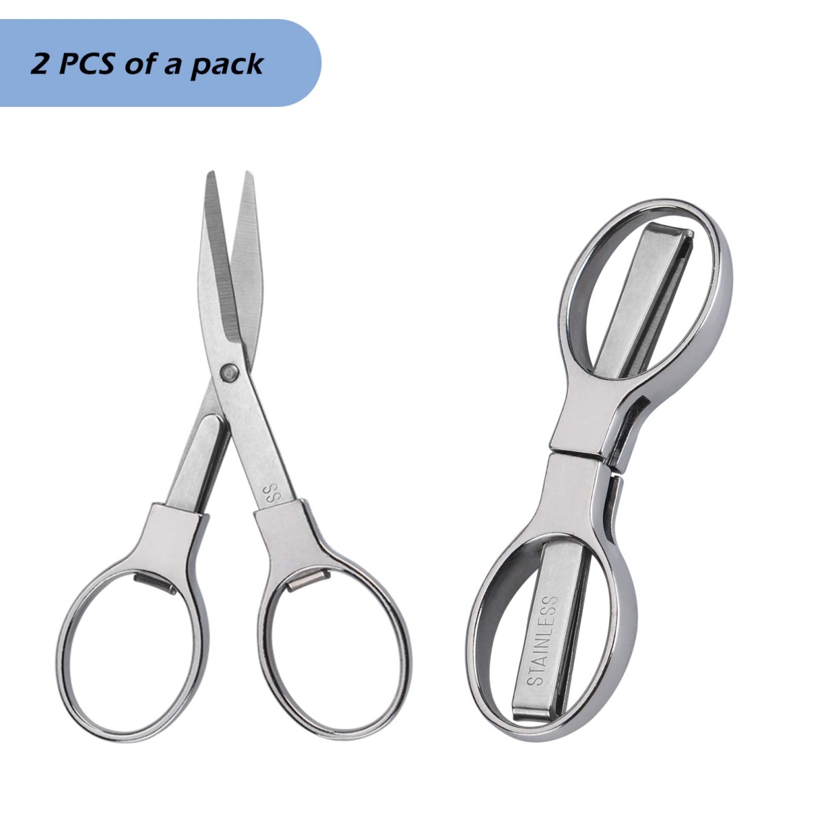 2Pcs Folding Scissors,Safe Portable Travel Scissors,Stainless Steel Telescopic Cutter Used for Home Office, Safety Portable Travel Trip Scissors | The Storepaperoomates Retail Market - Fast Affordable Shopping