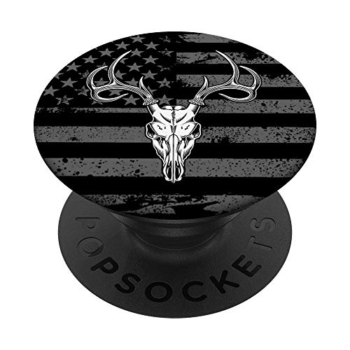 Distressed American Flag, Deer Skull, Hunting, Patriotic USA PopSockets PopGrip: Swappable Grip for Phones & Tablets