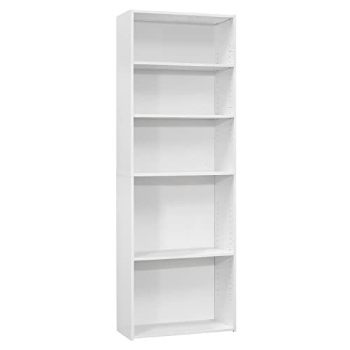 Monarch Specialties I BOOKCASE-72 H 5 Shelves Bookcase, White