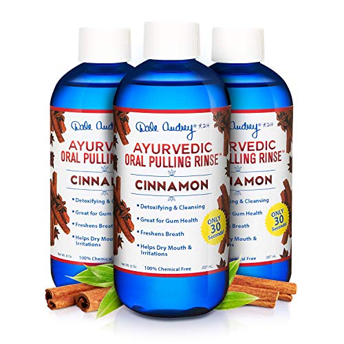 Dale Audrey Ayurvedic Organic Oil Pulling for Teeth and Gums | Natural Cinnamon Flavored Organic Oral Rinse Mouthwash | Essential Oils for Bad Breath | Teeth Whitening & Fresh Breath | (3 Pack,8oz)