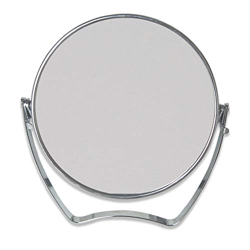 WMugthome Two-Sided Portable Transparent & Round Makeup/Travel Mirror with 1X and 3X Magnification 4-In/6-in with Handle (Silver, 6in)