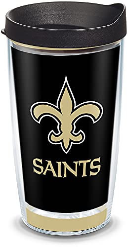 Tervis Made in USA Double Walled NFL New Orleans Saints Insulated Tumbler Cup Keeps Drinks Cold & Hot, 16oz, Touchdown