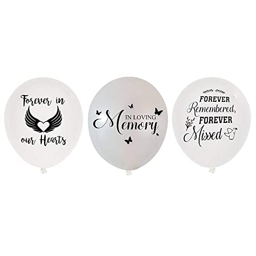 30 Biodegradable latex balloons for release to Celebrate life, Bereavement, Condolences, Funeral, Anniversary, Memorial services, Memory table, Ash Scatterings (WhiteSilver-ForeverHeartsMemory)