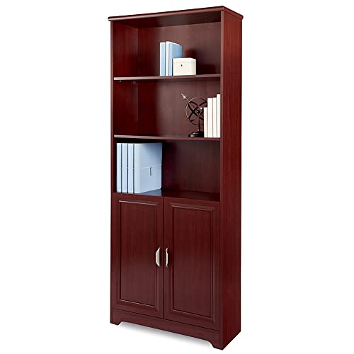 Realspace® Magellan 72″ H 5-Shelf Bookcase with Doors, Classic Cherry