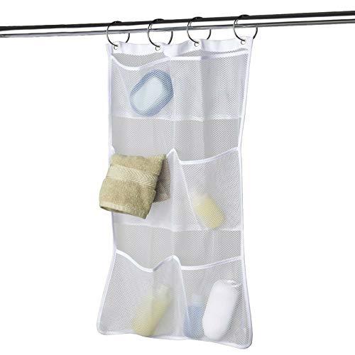 Plus Mi Life 6-Pocket Shower Organizer Bathroom Caddy Tub Hanging Mesh Storage Bag 4 Hooks