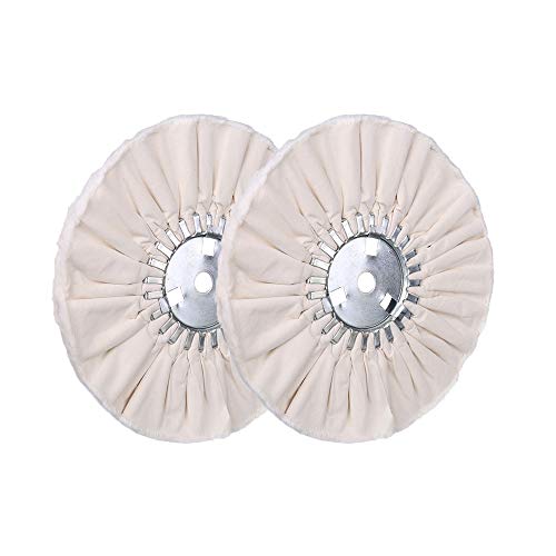 8″ White Airway Buffing Wheel,5/8” Arbor Hole,16 Plys/Fine Polishing for Angle Grinder,2PCS