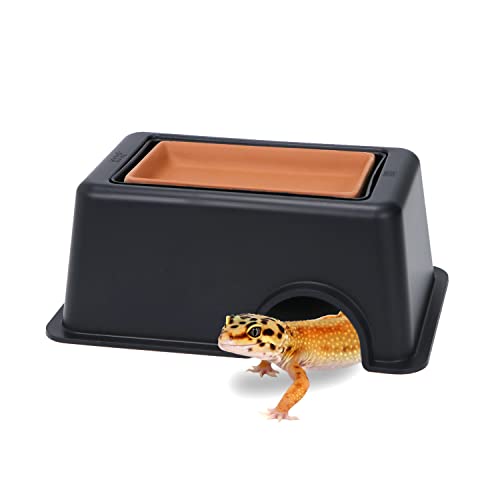 Wontee Reptile Hideout Box with Sink Basin Humidifier Caves for Lizards Turtles Amphibians Small Snake