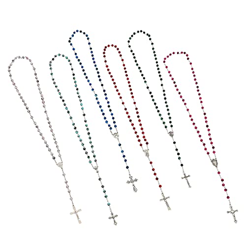 Juvale 12 Pack Rosary Beads, Catholic for Women Men, 6 Colors and Assorted Crucifix Pendant Designs for Baptisms, First Communion, Prayer Room, Altar, Wedding or Car, Bulk Pack