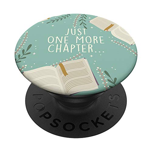 Teal, Bookworm, Just One More Chapter, Book Lover Nerd Worm PopSockets PopGrip: Swappable Grip for Phones & Tablets