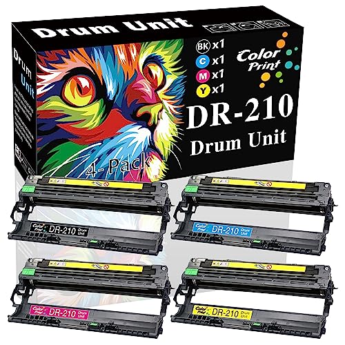 4-Pack Colorprint Compatible DR210CL Drum Unit Replacement for Brother DR-210 DR-210CL for DCP-9010CN HL-3040CN HL-3045CN HL-3070CW HL-3075CW MFC-9010CN MFC-9120CN MFC-9125CN 9320CN Printer (BK,C,M,Y)
