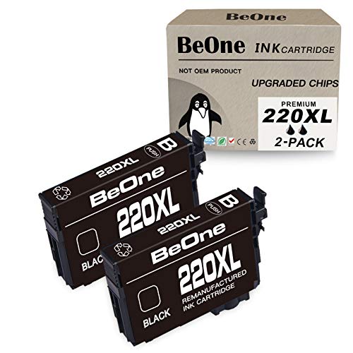 BeOne Remanufactured Ink Cartridges Replacement for Epson 220XL 220 XL T220 T220XL to Use with Workforce WF-2630 WF-2650 WF-2660 WF-2750 WF-2760 Expression XP-320 XP-420 XP-424 Printer (2 Black)