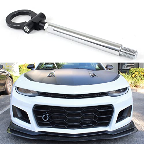 Cuztom Tuning Fits for 2016-2019 Chevy Camaro LS LT SS ZL1 Chrome Black Bumper Folding Ring Screw on Type Tow Hook