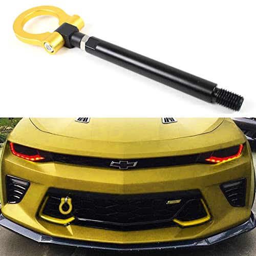 Cuztom Tuning Fits for 2016-2019 Chevy Camaro LS LT SS ZL1 Black Gold Bumper Folding Ring Screw on Type Tow Hook