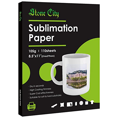 Sublimation Paper 110 Sheets 8.5×11” for Heat Transfer, Tumbler, DIY Gift, Mug, T-shirt, Light Fabric Compatible with Inkjet Printer with Sublimation Ink