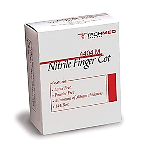 Dukal TEC 4404XL Tech-Med Nitrile Finger Cot, X-Large, 0.08 mm Thickness (Pack of 144)