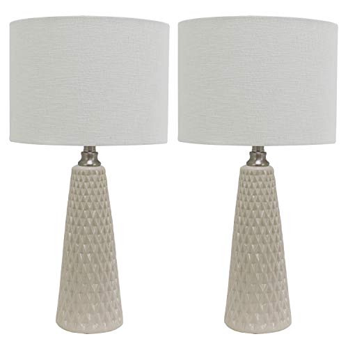 Decor Therapy MP1631 Jameson Textured Ceramic Table Lamps, Set of 2, 13x13x26.5, Ivory, 2 Count