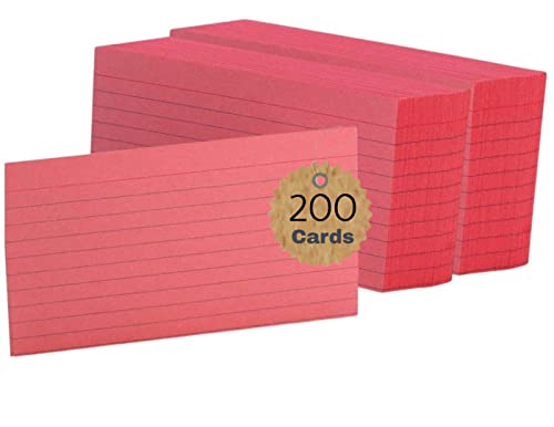 1InTheOffice Ruled Red Index Cards 3×5, Cherry Red , 200/Cards