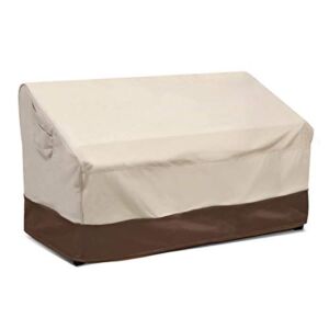 Vailge 2-Seater Heavy Duty Patio Bench Loveseat Cover, 100% Waterproof Outdoor Sofa Cover, Lawn Patio Furniture Covers with Air Vent, Small(Standard), Beige & Brown