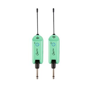 GTRS Wireless Guitar System UHF Guitar Transmitter Receiver Rechargeable for Electric Guitars Bass Electric Music Instruments (GREEN)