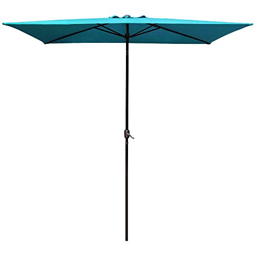 The Storepaperoomates Retail Market LAUREL CANYON Rectangular Patio Umbrella Market Table Umbrellas Outdoor Umbrella with Push Button Tilt and Crank for Lawn, Garden, Deck, Backyard & Pool, 6.5 x 10ft, Turquoise - Fast Affordable Shopping