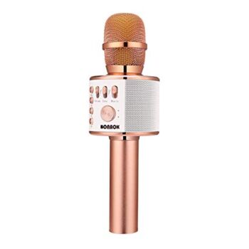BONAOK Wireless Bluetooth Karaoke Microphone, 3-in-1 Portable Handheld Mic Speaker Machine for All Smartphones, Gift for Girls Boys Kids Adults All Age Q37(Rose Gold) | The Storepaperoomates Retail Market - Fast Affordable Shopping
