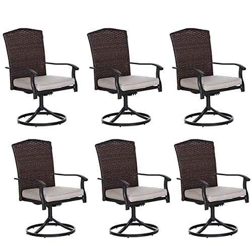 The Storepaperoomates Retail Market MIXPATIO Patio Swivel Dining Chairs Set of 6 High Back Outdoor Rattan Chair, All Weather Metal Frame with Padded Removable Sponge Cushion, 350 lbs Load for Patio, Garden, Yards, Lawn - Fast Affordable Shopping