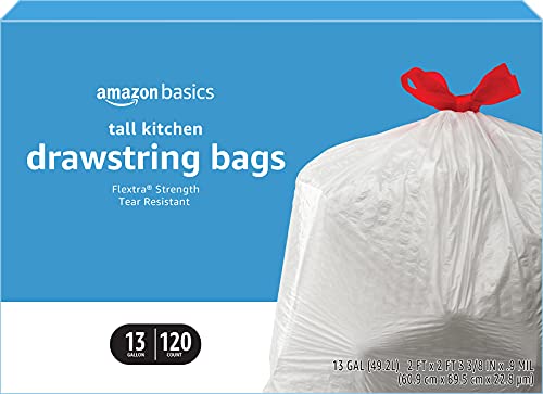 The Storepaperoomates Retail Market Amazon Basics Flextra Tall Kitchen Drawstring Trash Bags, 13 Gallon, 120 Count - Fast Affordable Shopping
